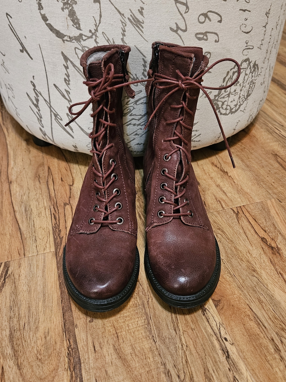 Miz Mooz Soft Leather Boots Cherried Brown New Sz 7 Moto Causal Boho - Picture 4 of 5